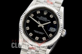 R36DJS-3235-112 GMF 126234 SS/SS Fluted/Jubilee Black Diamonds SH 3235 904L Steel 