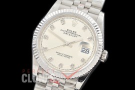 R36DJS-3235-110 GMF 126234 SS/SS Fluted/Jubilee Silver Diamonds SH 3235 904L Steel 