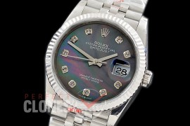R36DJS-3235-118 GMF 126234 SS/SS Fluted/Jubilee MOP Black Diamonds SH 3235 904L Steel 
