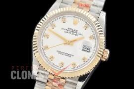 R36DJT-3235-111 GMF 126233 SS/YG Fluted/Jubilee White Diamonds SH 3235 904L Steel 