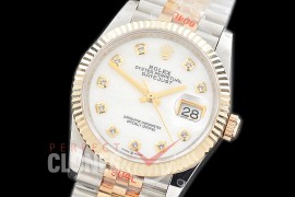R36DJT-3235-117 GMF 126233 SS/YG Fluted/Jubilee MOP White Diamonds SH 3235 904L Steel 