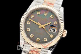 R36DJT-3235-118 GMF 126233 SS/YG Fluted/Jubilee MOP Black Diamonds SH 3235 904L Steel 