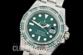 0 0 0 RLS-SP-028S NF Bling Special Edition Submariner 116610LV SS/SS Green SA 3135