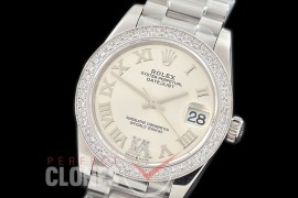 R31DJS-376 Datejust Midsize 278289RBR SS/SS Diam/President Silver Diam-Roman Asian Clone 2824