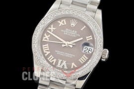 R31DJS-377 Datejust Midsize 278289RBR SS/SS Diam/President Dark Rhodium Diam-Roman Asian Clone 2824