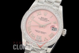 R31DJS-378 Datejust Midsize 278289RBR SS/SS Diam/President Rose Diam-Roman Asian Clone 2824