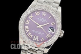 R31DJS-379 Datejust Midsize 278289RBR SS/SS Diam/President Violet Diam-Roman Asian Clone 2824