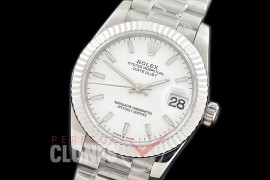 R31DJS-301 Datejust Midsize 278289 SS/SS Fluted/President White Sticks Asian Clone 2824