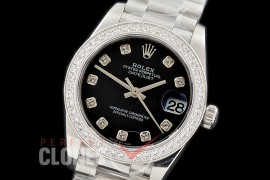 R31DJS-362 Datejust Midsize 278289RBR SS/SS Diam/President Black Diam Asian Clone 2824