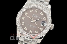 R31DJS-363 Datejust Midsize 278289RBR SS/SS Diam/President Dark Rhodium Diam Asian Clone 2824