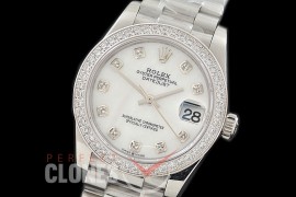 R31DJS-367 Datejust Midsize 278289RBR SS/SS Diam/President MOP White Diam Asian Clone 2824