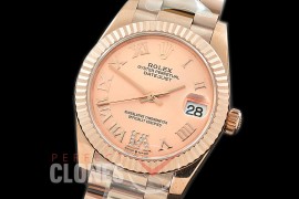 R31DJR-327 Datejust Midsize 278285 RG/RG Fluted/President Rose Gold Diam-Roman Asian Clone 2824