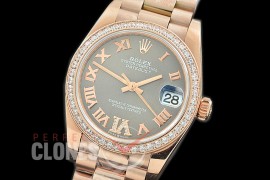 R31DJR-377 Datejust Midsize 278285RBR RG/RG Diam/President Dark Rhodium Diam-Roman Asian Clone 2824