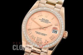R31DJR-378 Datejust Midsize 278285RBR RG/RG Diam/President Rose Gold Diam-Roman Asian Clone 2824