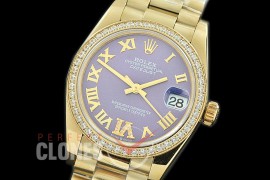 R31DJF-380 Datejust Midsize 278288RBR YG/YG Diam/President Violet Diam-Roman Asian Clone 2824