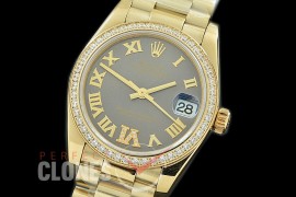 R31DJF-377 Datejust Midsize 278288RBR YG/YG Diam/President Dark Rhodium Diam-Roman Asian Clone 2824