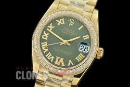 R31DJF-379 Datejust Midsize 278288RBR YG/YG Diam/President Green Diam-Roman Asian Clone 2824