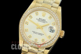 R31DJF-361 Datejust Midsize 278288RBR YG/YG Diam/President Silver Diam Asian Clone 2824