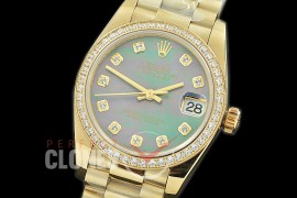 R31DJF-368 Datejust Midsize 278288RBR YG/YG Diam/President MOP Black Diam Asian Clone 2824