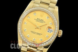 R31DJF-365 Datejust Midsize 278288RBR YG/YG Diam/President Gold Diam Asian Clone 2824