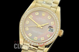 R31DJF-369 Datejust Midsize 278288RBR YG/YG Diam/President MOP Brown Diam Asian Clone 2824