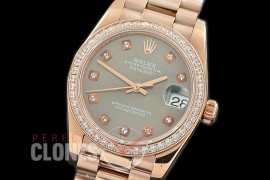 R31DJR-363 Datejust Midsize 278285RBR RG/RG Diam/President Dark Rhodium Diamond Asian Clone 2824