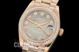R31DJR-369 Datejust Midsize 278285RBR RG/RG Diam/President MOP Brown Diamond Asian Clone 2824