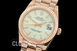 R31DJR-300 Datejust Midsize 278285 RG/RG Fluted/President Silver Sticks Asian Clone 2824
