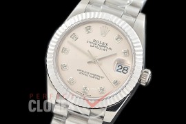 R31DJS-310 Datejust Midsize 278289 SS/SS Fluted/President Silver Diamonds Asian Clone 2824