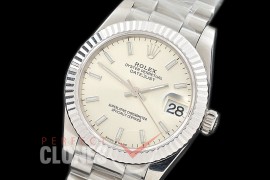 R31DJS-300 Datejust Midsize 278289 SS/SS Fluted/President Silver Sticks Asian Clone 2824