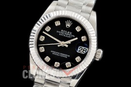 R31DJS-312 Datejust Midsize 278289 SS/SS Fluted/President Black Diamonds Asian Clone 2824