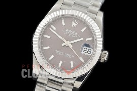 R31DJS-303 Datejust Midsize 278289 SS/SS Fluted/President Dark Rhodium Sticks Asian Clone 2824