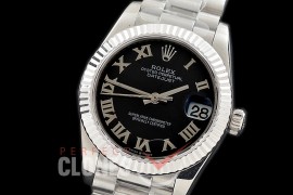 R31DJS-322 Datejust Midsize 278289 SS/SS Fluted/President Black Roman Asian Clone 2824