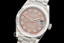 R31DJS-319 Datejust Midsize 278289 SS/SS Fluted/President MOP Brown Diamonds Asian Clone 2824