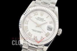 R31DJS-321 Datejust Midsize 278289 SS/SS Fluted/President White Roman Asian Clone 2824