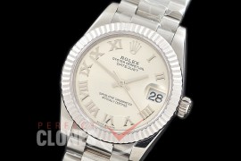 R31DJS-320 Datejust Midsize 278289 SS/SS Fluted/President Silver Roman Asian Clone 2824