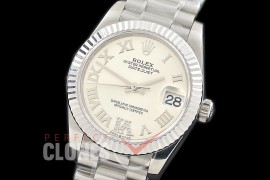 R31DJS-326 Datejust Midsize 278289 SS/SS Fluted/President Silver Diam-Roman Asian Clone 2824
