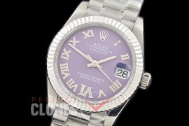 R31DJS-329 Datejust Midsize 278289 SS/SS Fluted/President Violet Diam-Roman Asian Clone 2824