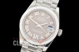 R31DJS-327 Datejust Midsize 278289 SS/SS Fluted/President Dark Rhodium Diam-Roman Asian Clone 2824