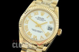 R31DJF-321 Datejust Midsize 278288 YG/YG Fluted/President White Roman Asian Clone 2824