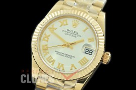R31DJF-320 Datejust Midsize 278288 YG/YG Fluted/President Silver Roman Asian Clone 2824
