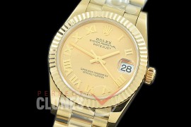 R31DJF-325 Datejust Midsize 278288 YG/YG Fluted/President Champagne Gold Roman Asian Clone 2824