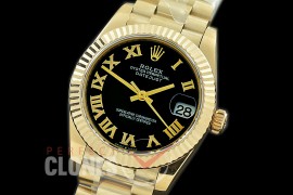 R31DJF-322 Datejust Midsize 278288 YG/YG Fluted/President Black Roman Asian Clone 2824