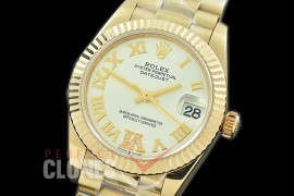 R31DJF-326 Datejust Midsize 278288 YG/YG Fluted/President Silver Diam-Roman Asian Clone 2824