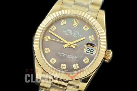 R31DJF-319 Datejust Midsize 278288 YG/YG Fluted/President MOP BrownDiam Asian Clone 2824