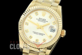 R31DJF-311 Datejust Midsize 278288 YG/YG Fluted/President Silver Diam Asian Clone 2824
