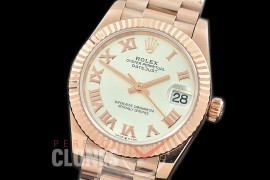 R31DJR-320 Datejust Midsize 278285 RG/RG Fluted/President Silver Roman Asian Clone 2824