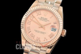 R31DJR-325 Datejust Midsize 278285 RG/RG Fluted/President Rose Gold Roman Asian Clone 2824
