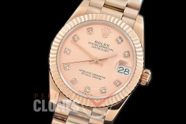 R31DJR-315 Datejust Midsize 278285 RG/RG Fluted/President Rose Gold Diamond Asian Clone 2824