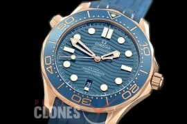 0 0 OM300M-017R 2019 Basel Seamaster Diver 300M RG/RU Blue Asian 2824 Mod 8801